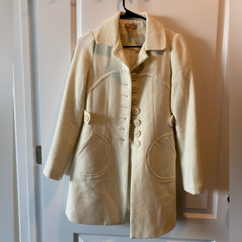 Cream Wool Blend Peacoat